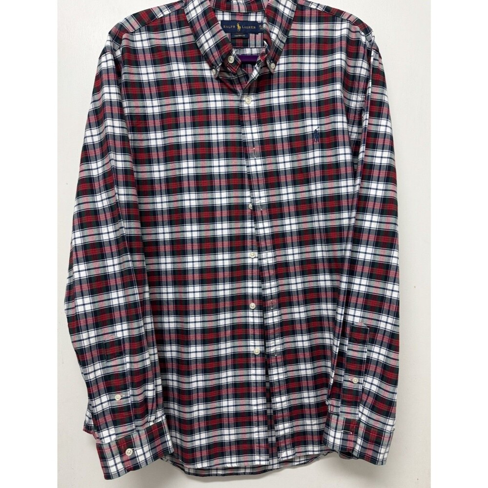Ralph Lauren Multi Color Flannel Plaid Shirt Custom Fit Sz XL Preppy